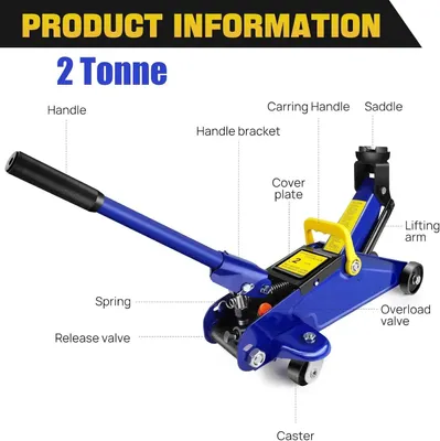Zdjęcie produktu dla Podnośnik samochodowy hydrauliczny, niskoprofilowy - udźwig 2 tony - zakres podnoszenia 13,5–32 cm - stal