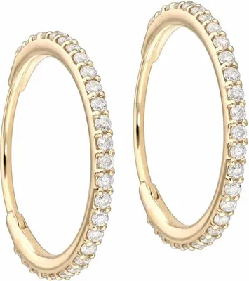Produktbild von 14/18 Karat Gold Ohrclicker Creolen EINGEFASSTE MOISSANITE Gold | 18 Karat Innendurchmesser: 12mm