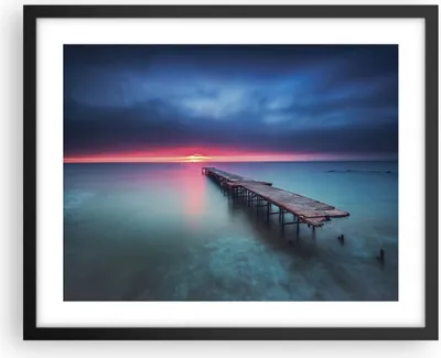 Produktbild von Gerahmtes Poster - Schwarzer Rahmen - Brücke Meer Landschaft - 50x40 cm - Wand Bild - Wanddeko - Wandbilder - Kunstposter - Wandposter - Bilderrahmen - Bilder - Kunstdruck - P2BAA50x40-4955