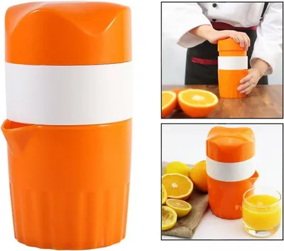 Produktbild von Saftpresse (Orange) - Zitruspresse für frische Obst-/Gemüsesäfte - Entsafter mit Saftbehälter - Orangenpresse manuell - Fruchtpresse