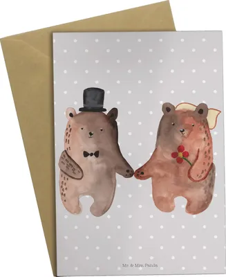 Produktbild von Mr. & Mrs. Panda Glückwunschkarte Bär Heirat - Grau Pastell - Geschenk, Teddy, hochzeitskarten, osterkarte, weihnachtskarten, Grußkarte, einladungskarten