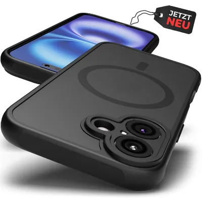 Produktbild von Hülle MagSafe Case Matt Schwarz Magnet Cover Schutz Bumper Kameraschutz Stoßfest Dünn Handyhülle Panzerhülle Magnetisch Modell: iPhone 16