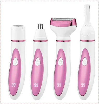 Image de Rasoir électrique avec écran LED, 4-en-1, rechargeable, pour hommes et femmes, utilisable sur peau sèche ou humide