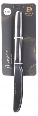 Obrázek produktu pro Prima Deco Marsimo, sada tří jídelních nožů – nerezové nože, délka 22,5 cm, s vroubkovanou hranou, stříbrné barvy, vhodné do myčky