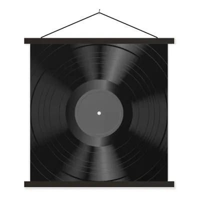 Produktbild von MuchoWow® Textilposter Vinyl LP - Jahrgang - Grau 90x90 cm mit schwarzem Rahmen - Magnetisches