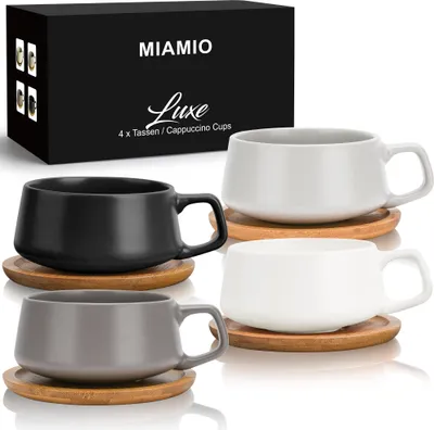 Produktbild von MIAMIO - 4 x 320 ml Cappuccinotassen Set, Cappuccino Tassen (Classic Pastell)