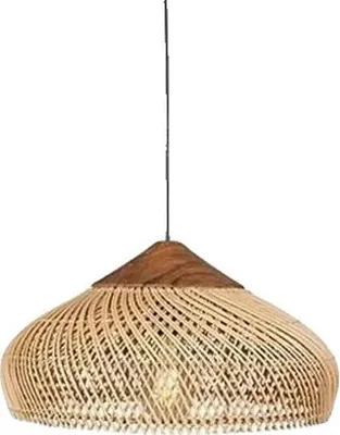 Zdjęcie produktu dla Lampa wisząca, ręcznie pleciony rattan, styl Japandi, bez żarówki, beżowa