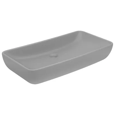 Produktbild von Luxus-Waschbecken Rechteckig Matt Hellgrau 71x38 cm Keramik