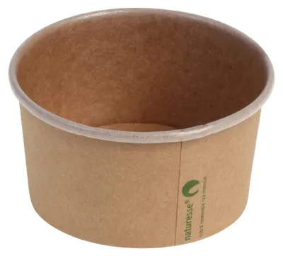 Produktbild von 50x Eisbecher aus Kraftpapier mit PLA-Innenbeschichtung 240 ml Ø 96mm braun