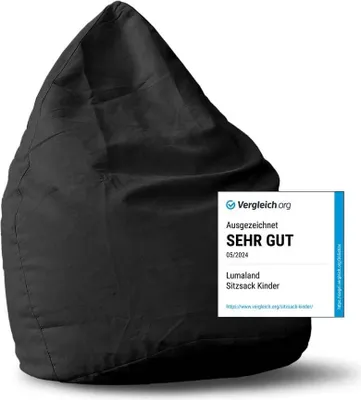 Produktbild von Lumaland Luxury XL Sitzsack stylischer Beanbag - 120L Füllung - Schwarz