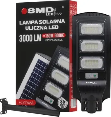 Zdjęcie produktu dla Solarna lampa uliczna Led 150W 12,6Ah 6000K 3000Lm + gniazdo - E+29-4342Sl