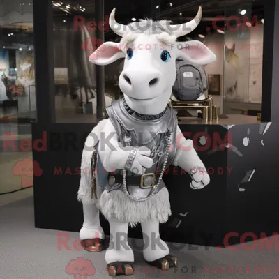 Immagine prodotto di Personaggio mascotte REDBROKOLY Zebù Argentato vestito con minigonna e portachiavi