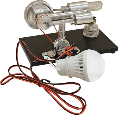 Produktbild von Heissluft-Stirlingmotor, Stromgenerator-Motormodell mit LED-Gluehbirne, Schwungrad-Design, wissenschaftliches Experiment mit CNC-Aluminiumlegierungsbasis, DIY-Lernspielzeug fuer Lehrer, Erwachsene, Kinder, Schule, Buerodekoration