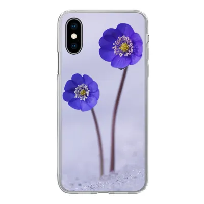 Produktbild von MuchoWow® Handyhülle Schutzhülle Hülle für iPhone X Blumen - Schnee - Lila Silikon Softcase Handy Hülle - Handyhülle