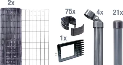 Image de Alberts 669119 Fix-Clip Pro comme set complet de clôture, à bétonner, vert, hauteur 153 cm, longueur 50 m