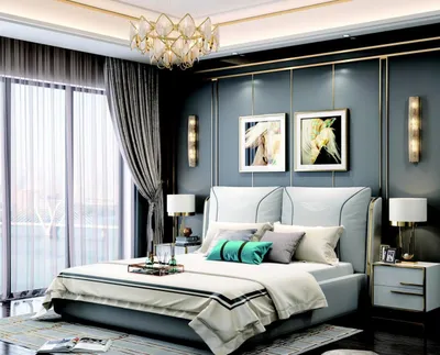 Produktbild von Bett 2x Nachttisch 3tlg. Schlafzimmer Set Design Modern Luxus Schlafzimmer Hotel