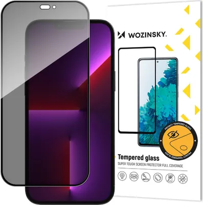 Zdjęcie produktu dla Szkło prywatyzujące Wozinsky Privacy Glass z filtrem Anti Spy do iPhone 15 - czarne