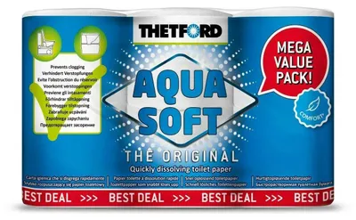Productafbeelding van Thetford Aqua Soft, 200 vellen, 200 vellen, 25 meter, 1,25 cm, 9,6 mm, 6 stuks