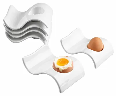 Eierbecher-Set 6er, Porzellan weiß, stapelbar, spülmaschinenfest