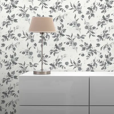 Produktbild von Tapete Valentin Blumen M1-No.11244 Vlies Weiß Schwarz Tadessi 10.05 m x 0.53 m