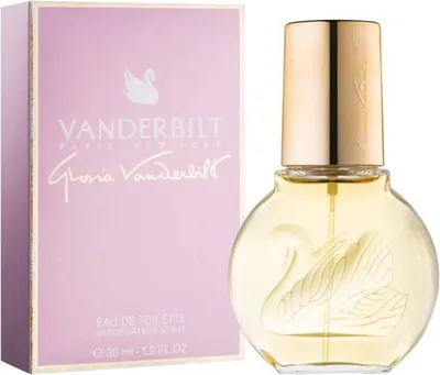 A perfume bottle and its packaging are displayed side-by-side against a white background.