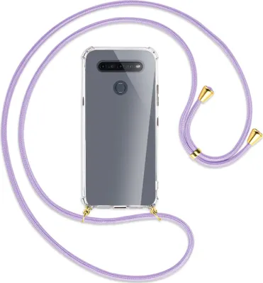 Produktbild von Handykette Backcover-Schutzhülle mit Band (Metall goldfarben) für LG K51S LM-K510 - violett