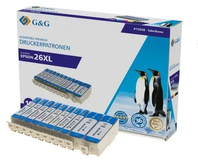 Produktbild von G&G 15058, Hohe (XL-) Ausbeute, Cyan, Gelb, Magenta, Schwarz, 61,6 ml, 11,6 ml, 10 Stück(e), Multipack