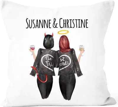 Produktbild von Kissen-Bezug Beste Freundin personalisierbares Geschenk mit Namen Freundschaft Best Friends SpecialMe® weiß 40cm x 40cm
