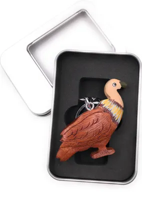 Produktbild von Schlüsselanhänger Holz Geier Vogel Greifvogel Rabengeier Anhänger in Geschenkbox