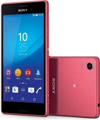 A pink Sony Xperia Z5 smartphone is shown from the front and back.