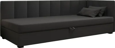 Produktbild von AURA SOFA Boxspringbett ZIKA PLUS 80x195 Komplett-Set mit Bonell Matratze, Polsterbett mit Bettkästen - Dunkelgrau, SAWANA 05