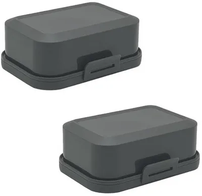 Productafbeelding van Ibenzoa® 2-delige set stapelbare boterdozen van BPA-vrij kunststof, 0,5 liter (15x12x6 cm) met kliksluiting – donkergrijs, vaatwasmachine- en vriesbestendig