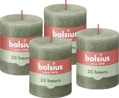 Image de Bolsius Bougies rustiques Shine 4 pcs. 80x68 mm vert olive