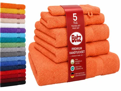 Produktbild von Betz 5-tlg. Handtuch-Set PREMIUM 1 Duschtuch 2 Handtücher 1 Gästetuch 1 Waschhandschuh Farbe: orange