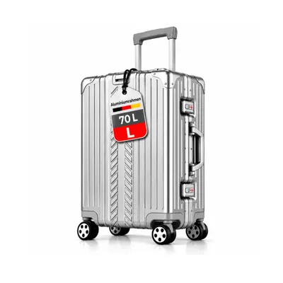 Produktbild von ​WINLIFE® 65cm Hartschalen-Trolley Größe L – Aluminiumrahmen, ABS, TSA-Zahlenschloss, 4 Rollen, Leichtgewicht Reisekoffer Silber
