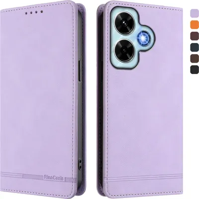 Produktbild von Hülle für Xiaomi Redmi Note 13 4G, Retro Kunstleder Ständer Klapphülle mit Kartenfächer und Magnetische Violett