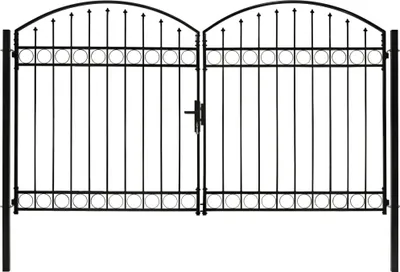 Imagen del producto de Puerta de valla ASSEN de doble puerta con arco superior de acero, 300 x 200 cm