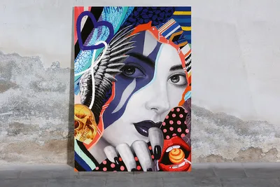 Immagine prodotto di Gilde Bild, rechteckig, "Street Art Lady", Gesichtsmotiv, Graffiti, Leinwand, mehrfarbig, VE 1, L. 3.5 cm, B. 70 cm, H. 100 cm 16000 4001250523567