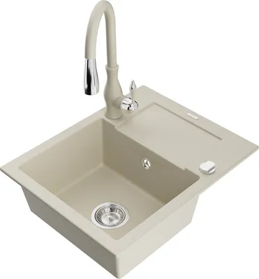 Produktbild von Mexen Enzo 1 Becken-Granitspüle mit Abtropffläche und Mischbatterie Savita, Beige - 6506-69-672601-69