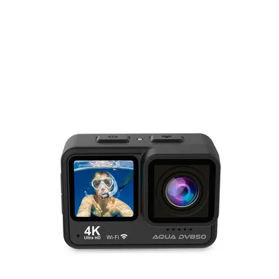 Produktbild von PRIXTON Aqua DV850 Sportkamera, WiFi, Mobile App, Dual Display, Auflösung 4K und 24MP, IES-Bildstabilisator, Wasserdicht, Schwarz