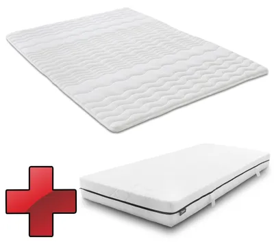 Produktbild von Taschenfederkernmatratze Sleezzz Superior 90 x 200 cm, Höhe 18 cm, Härtegrad H3 + Matratzentopper / Matratzenauflage 90 x 200 cm