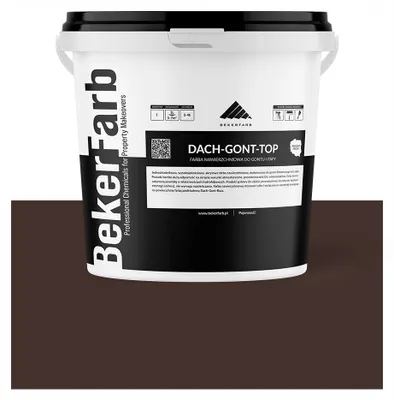 Zdjęcie produktu dla Nawierzchniowa Farba na Dach do Gontu i Papy Bekerfarb Czekoladowy Brąz 10l