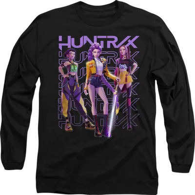 Produktbild von K-Pop Demon Hunters - T-Shirt für Herren/Damen Uni, Langärmlig TV20425 (XL) (Schwarz)