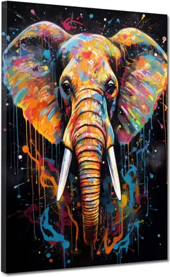 Produktbild von Elefant Pop Art abstrakt Leinwandbild Wandbild Kunstdruck XL Wanddeko: 60x80x2cm