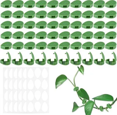 Productafbeelding van Famanu plantclips voor klimplanten - 60 wandbevestigingen en 72 zelfklevende strips