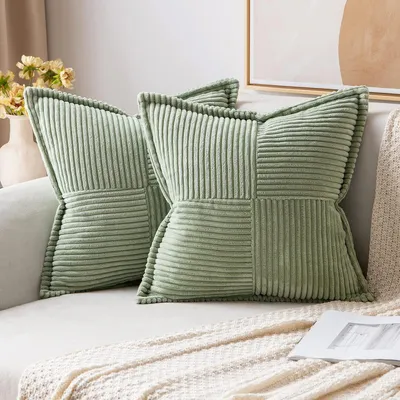 Image de Ensemble de 2 housses de coussin en velours côtelé, coussin décoratif doux, housse de coussin décorative, housses de coussin modernes, coussins pour canapé, coussins pour salon