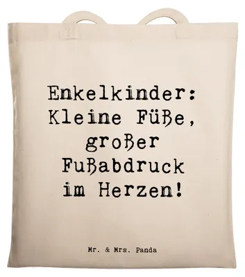 Produktbild von Mr. & Mrs. Panda Schultasche Spruch Enkelkinder Fußabdruck - Transparent - Geschenk, Liebe, familiäre Bindung, Tote Bag, Uni Tasche, Dankeschön, Verwandte, Beutel, Freude