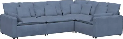 Produktbild von vidaXL Modulares Sofa mit Kissen Cordstoff Blau