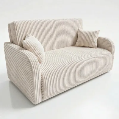 Produktbild von Wohnero24 Lirena 3 Schlafsofa 155x95 cm mit Bettfunktion 133x195 cm – 2-3 Sitzer Cord Sofa ausziehbar mit Bettkasten, kleines Schlafsofa für Wohnzimmer