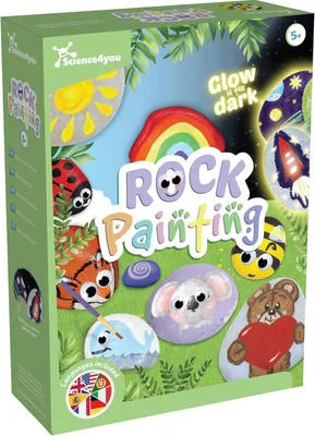 Productafbeelding van Rotsschilderpakket voor kinderen vanaf 5 jaar - Glow-in-the-darkverf, knutselset, schilder je eigen stenen